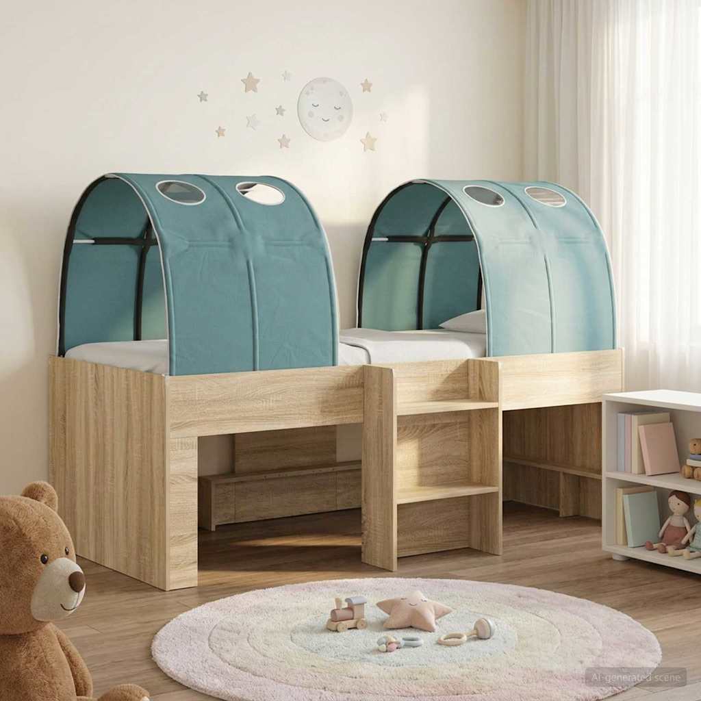 Lit avec Tunnel 3 pc Chêne Sonoma et bleu clair