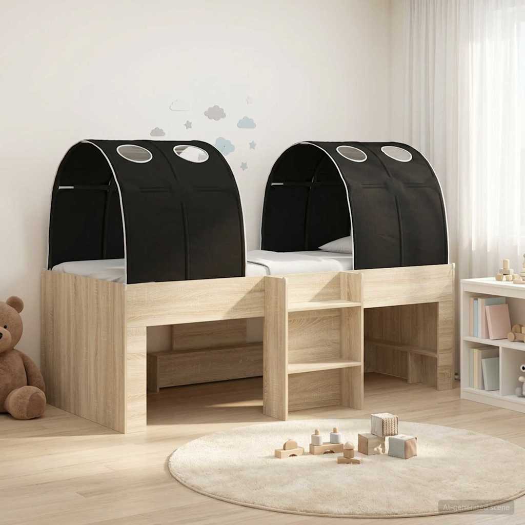 Lit avec Tunnel 3 pc Chêne Sonoma et noir Bois d'ingénierie - XIOS