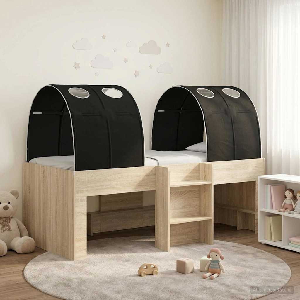 Lit avec Tunnel 3 pc Sonoma et Noir Bois d'ingénierie