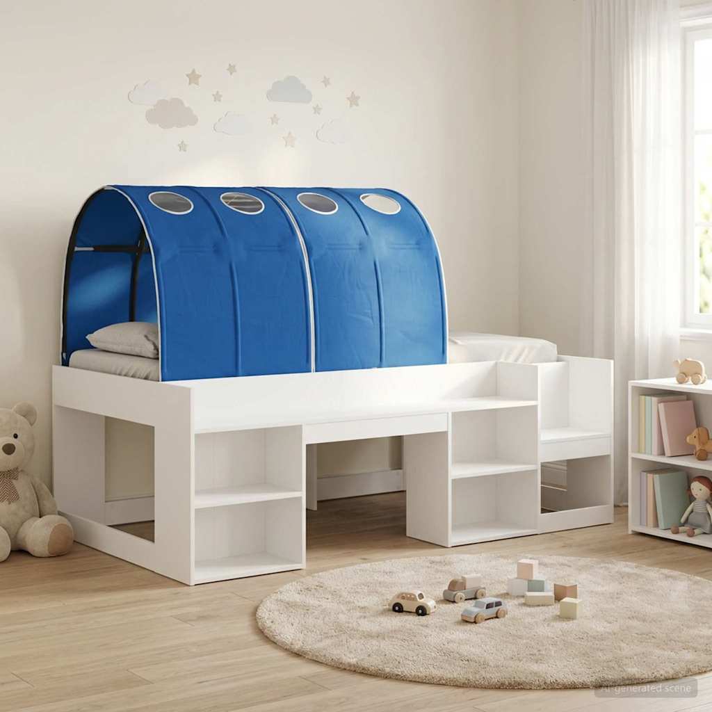 Lit avec Tunnel 3 pc Blanc et bleu Bois d'ingénierie - XIOS
