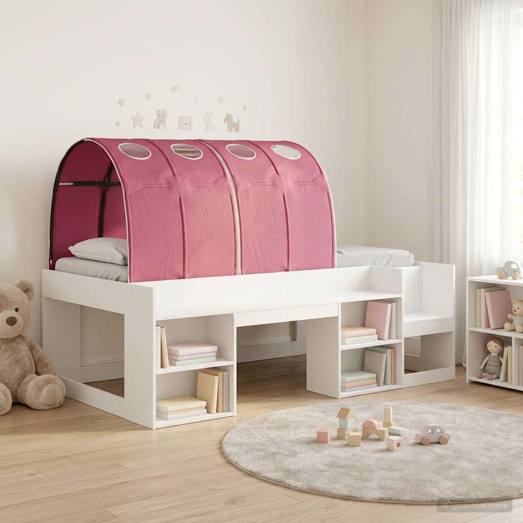 Lit avec Tunnel 3 pc Blanc et rouge Bois d'ingénierie - XIOS