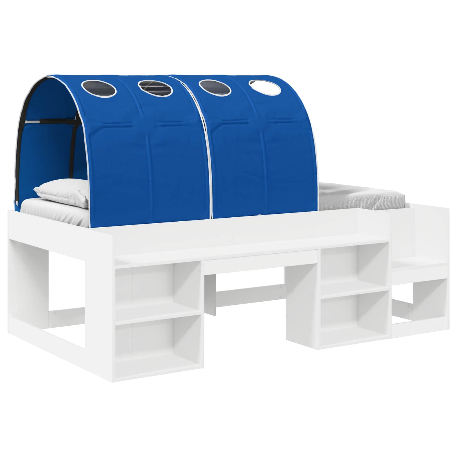 Lit haut pour enfants avec rangement Blanc et bleu - XIOS