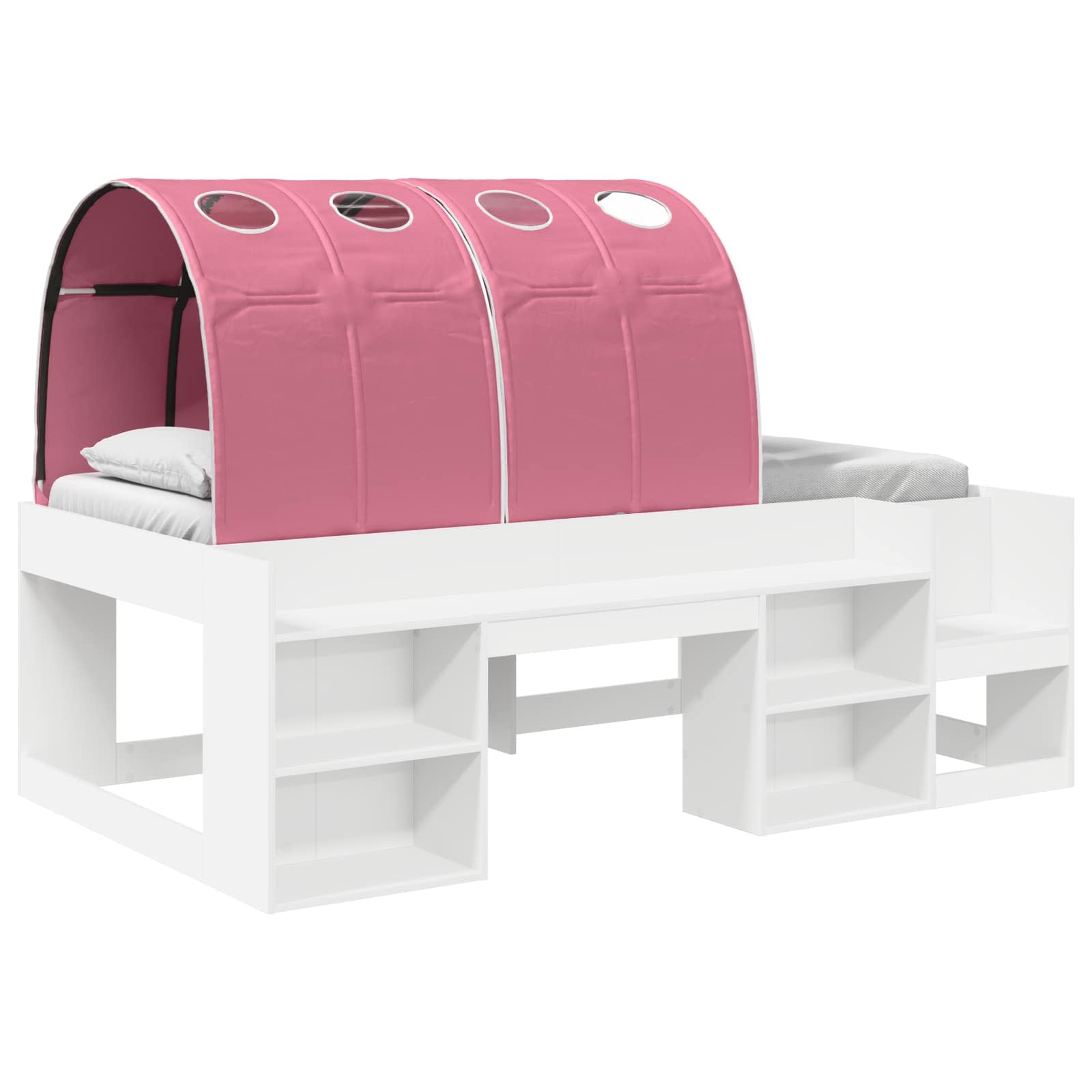 Lit haut pour enfants avec rangement Blanc et rose - XIOS