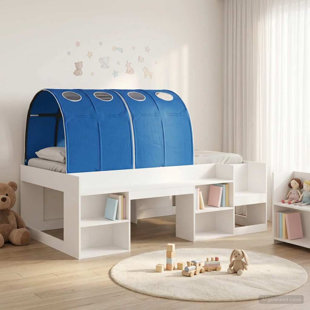 Cadre de lit avec tunnel 3 pcs Blanc et bleu Bois d’ingénierie - XIOS