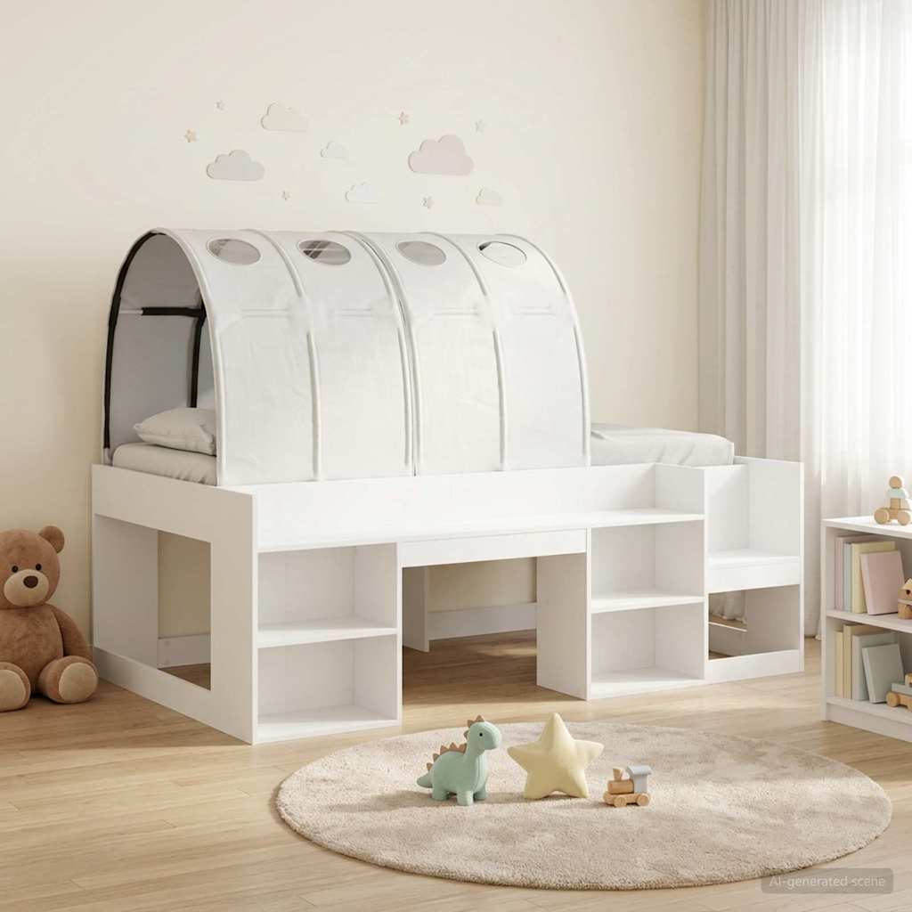 Cadre de lit avec tunnel 3 pcs Blanc Bois d’ingénierie - XIOS