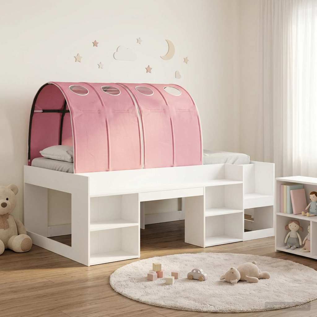 Cadre de lit avec tunnel 3 pcs Blanc et rose Bois d'ingénierie - XIOS