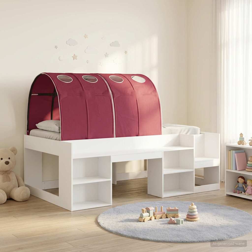 Cadre de lit avec tunnel 3 pcs Blanc et rouge Bois d'ingénierie - XIOS