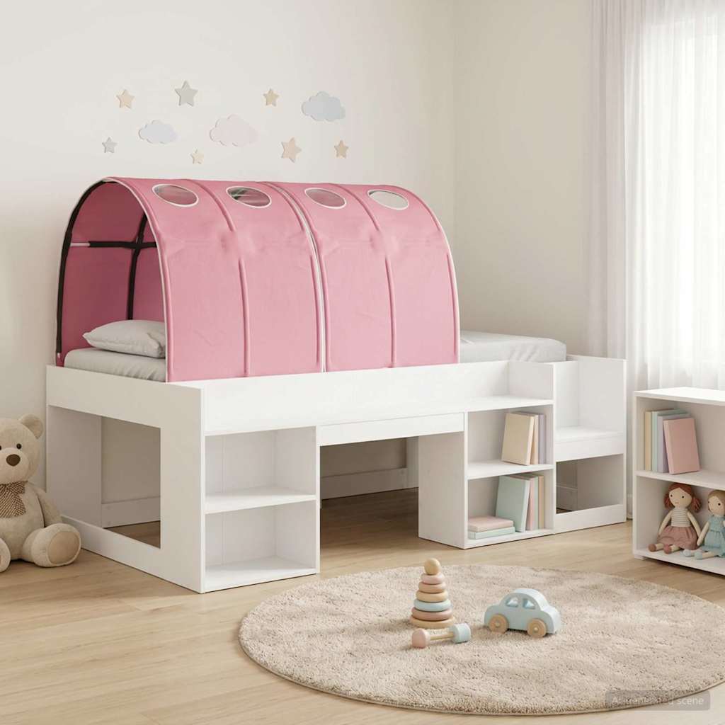 Cadre de lit avec tunnel 3 pcs Blanc et rose Bois d'ingénierie - XIOS