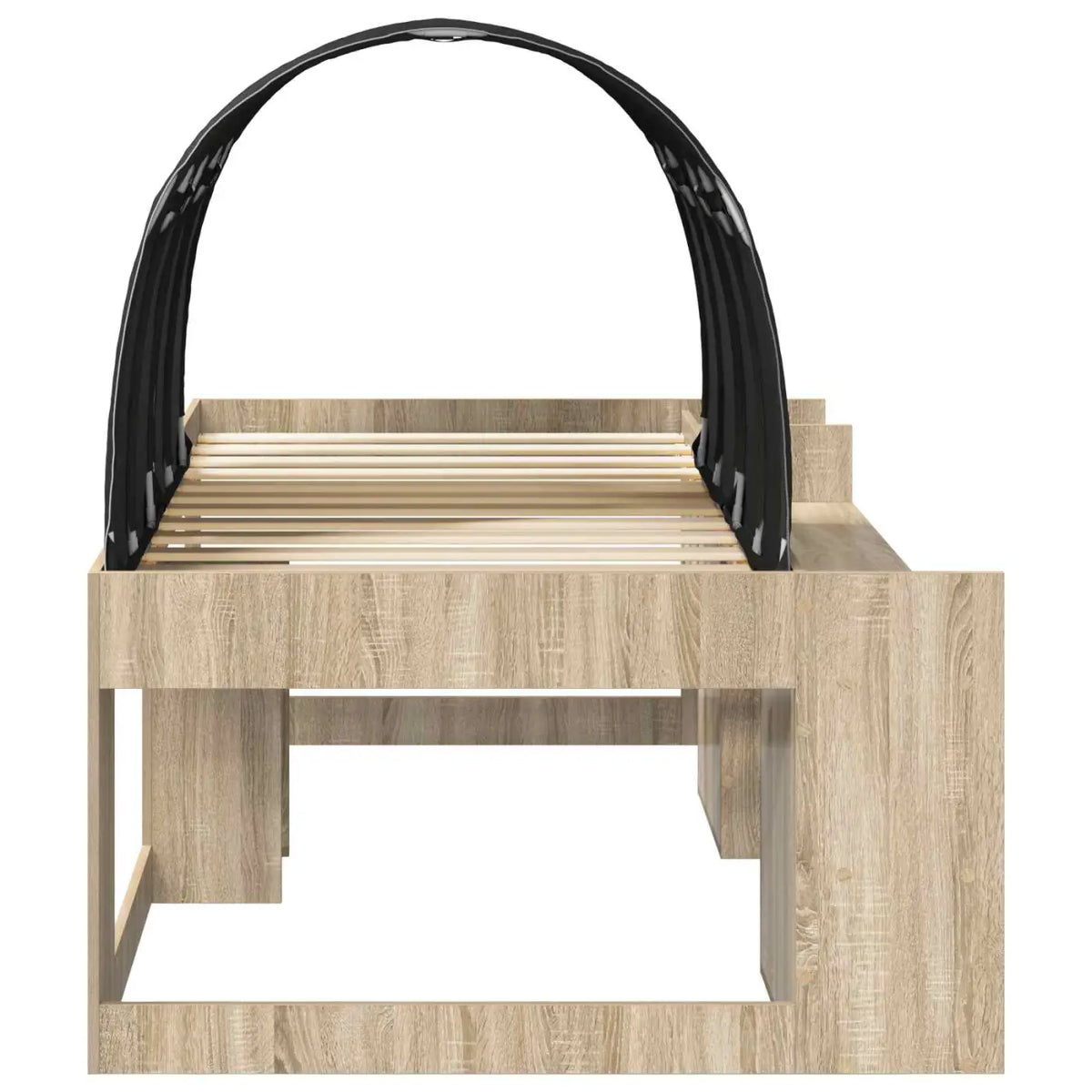 Cadre de lit avec tunnel avec étagère 3 pc Chêne Sonoma et noir - XIOS