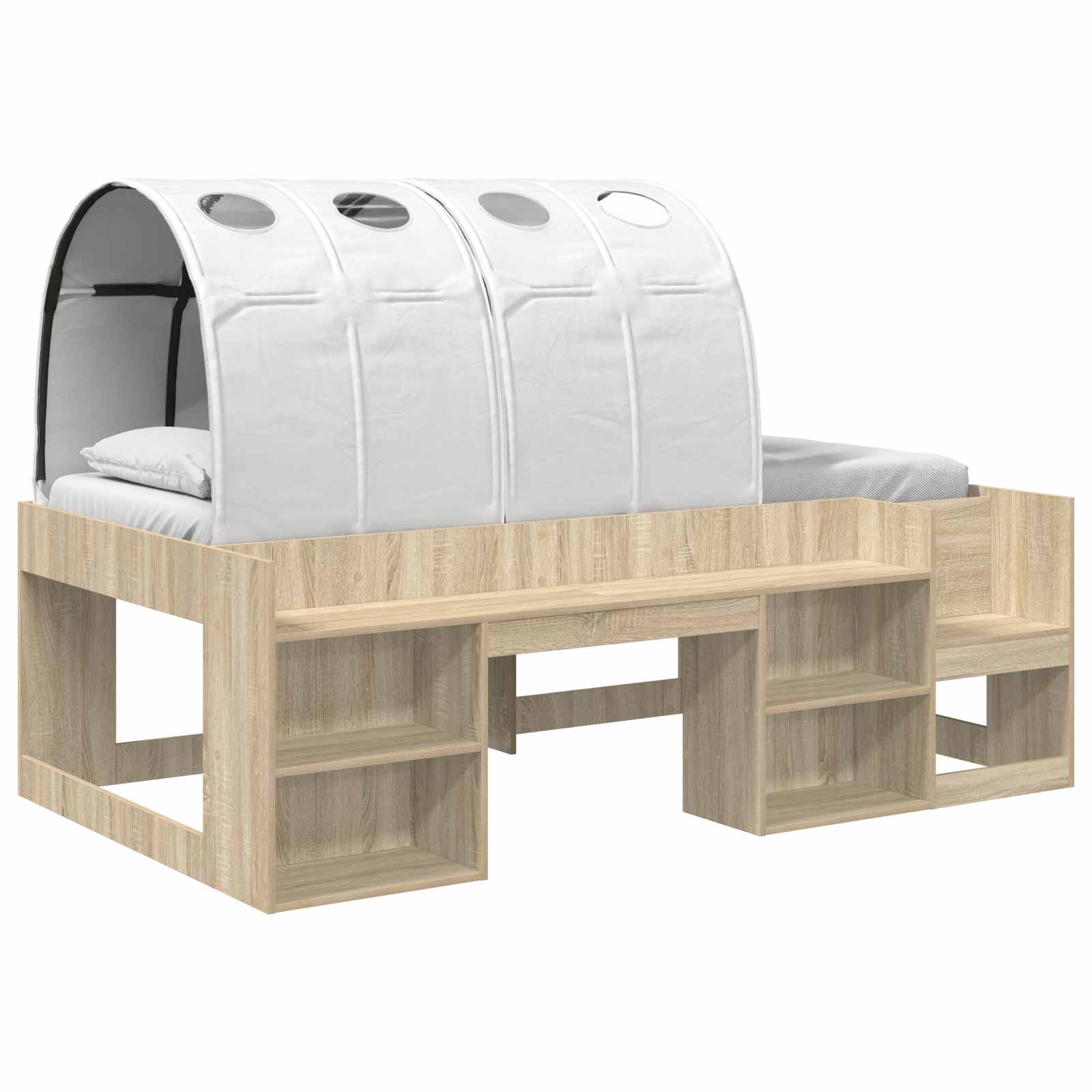 Cadre de lit avec tunnel 3 pc Chêne Sonoma et blanc