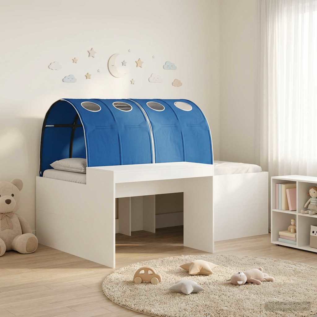 Cadre de lit avec tunnel 3 pcs Blanc et bleu Bois d'ingénierie - XIOS