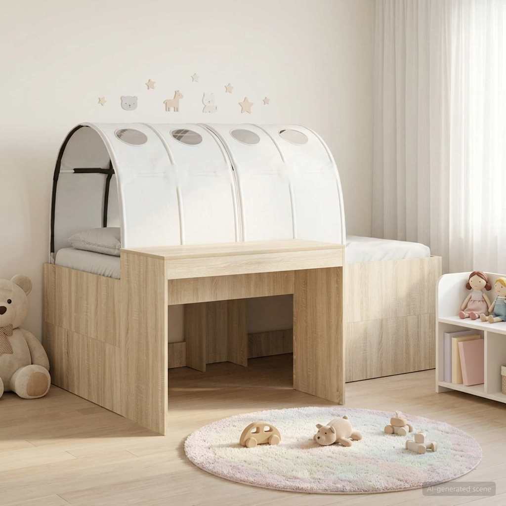 Cadre de lit avec tunnel 3 pc Chêne Sonoma et blanc