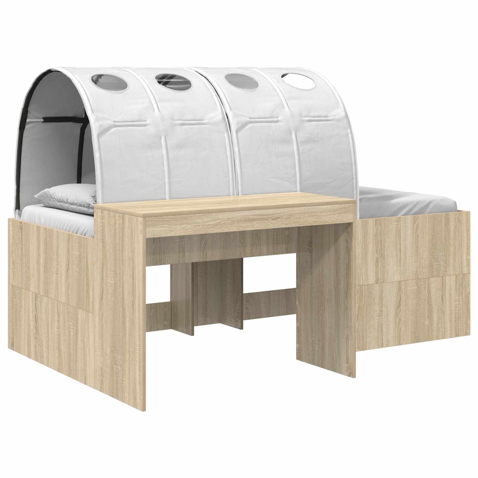 Cadre de lit avec tunnel 3 pc Chêne Sonoma et blanc