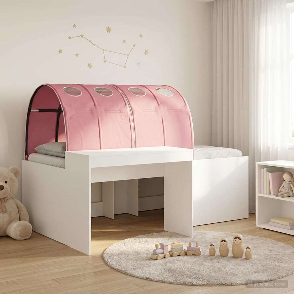 Lit avec Tunnel 3 pc Blanc et rose Bois d'ingénierie - XIOS
