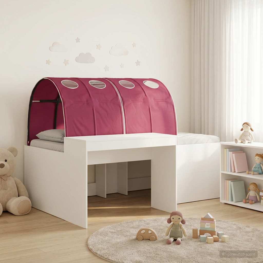 Lit avec Tunnel 3 pc Blanc et rouge Bois d'ingénierie - XIOS