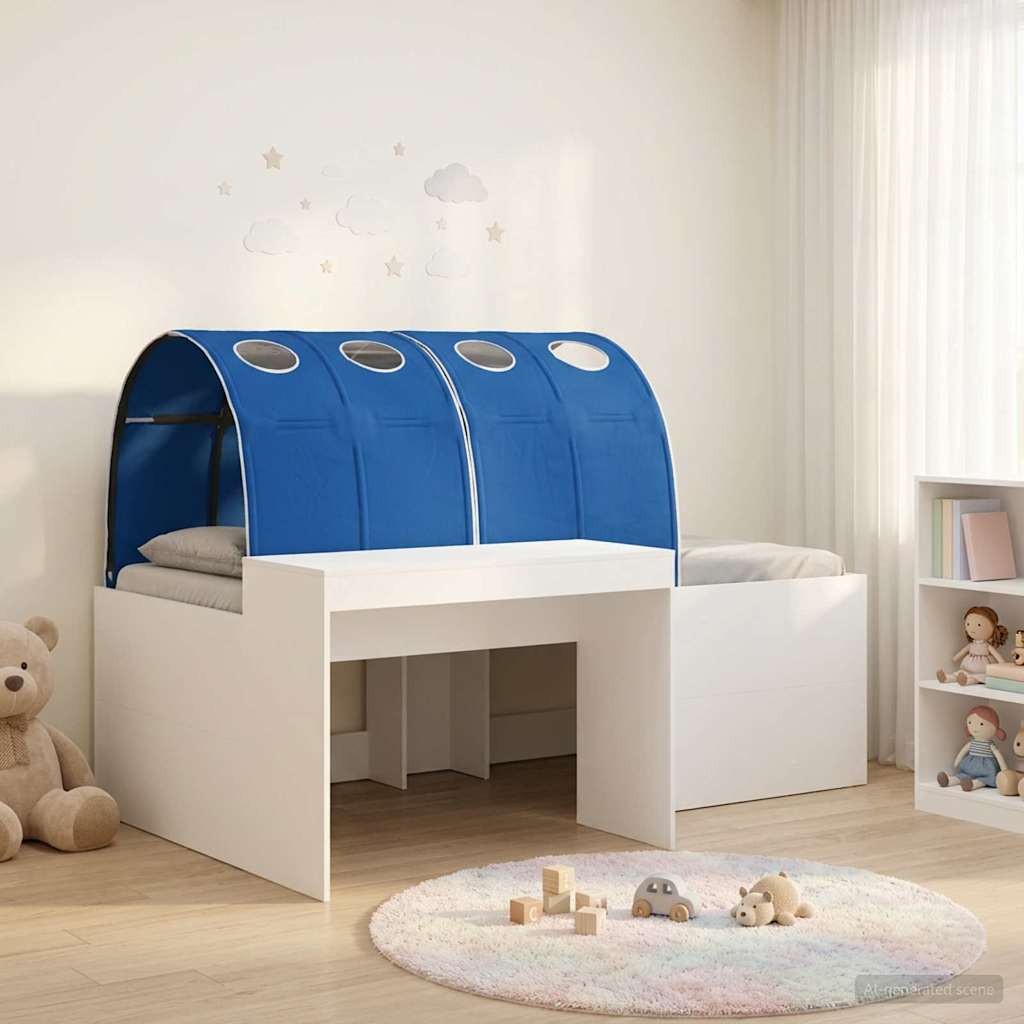 Lit avec Tunnel 4 pcs Blanc et bleu Bois d'ingénierie - XIOS