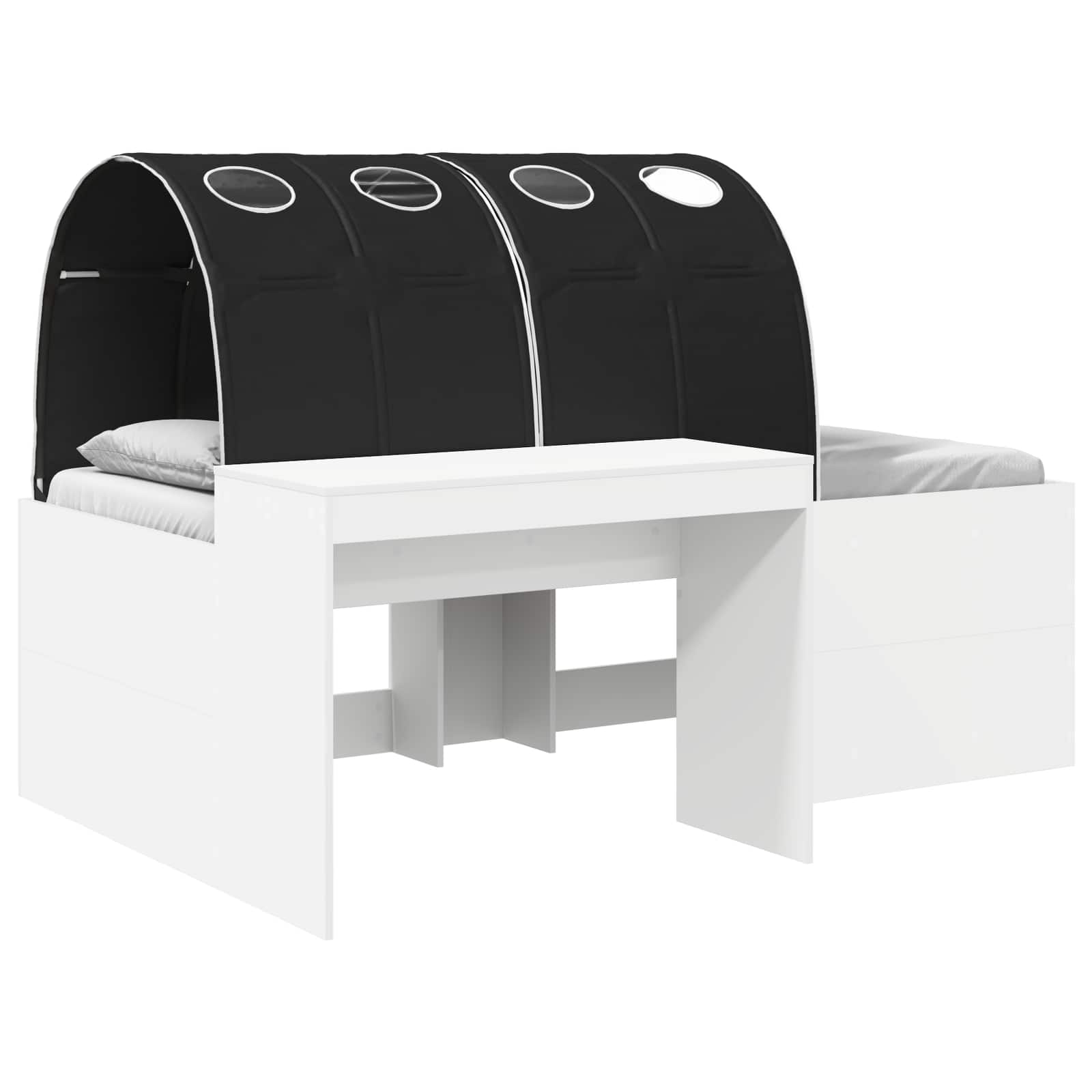 Lit avec Tunnel 4 pcs Blanc et noir Bois d'ingénierie - XIOS
