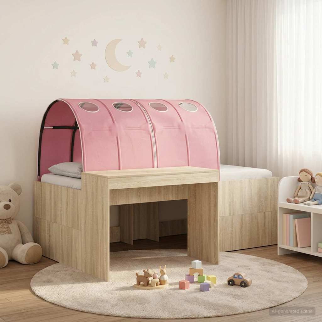 Lit avec Tunnel 3 pc Chêne Sonoma et rose Bois d'ingénierie