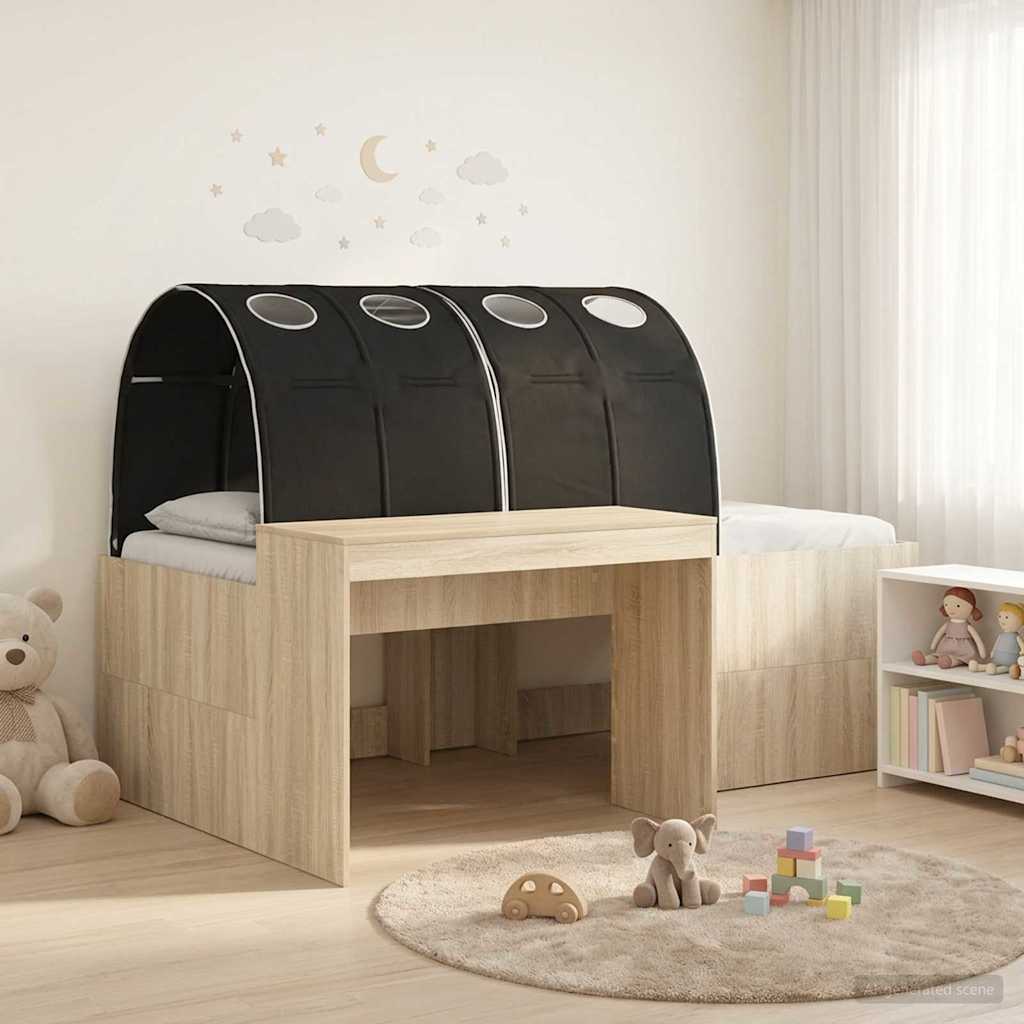 Lit avec Tunnel 3 pc Chêne Sonoma et noir Bois d'ingénierie