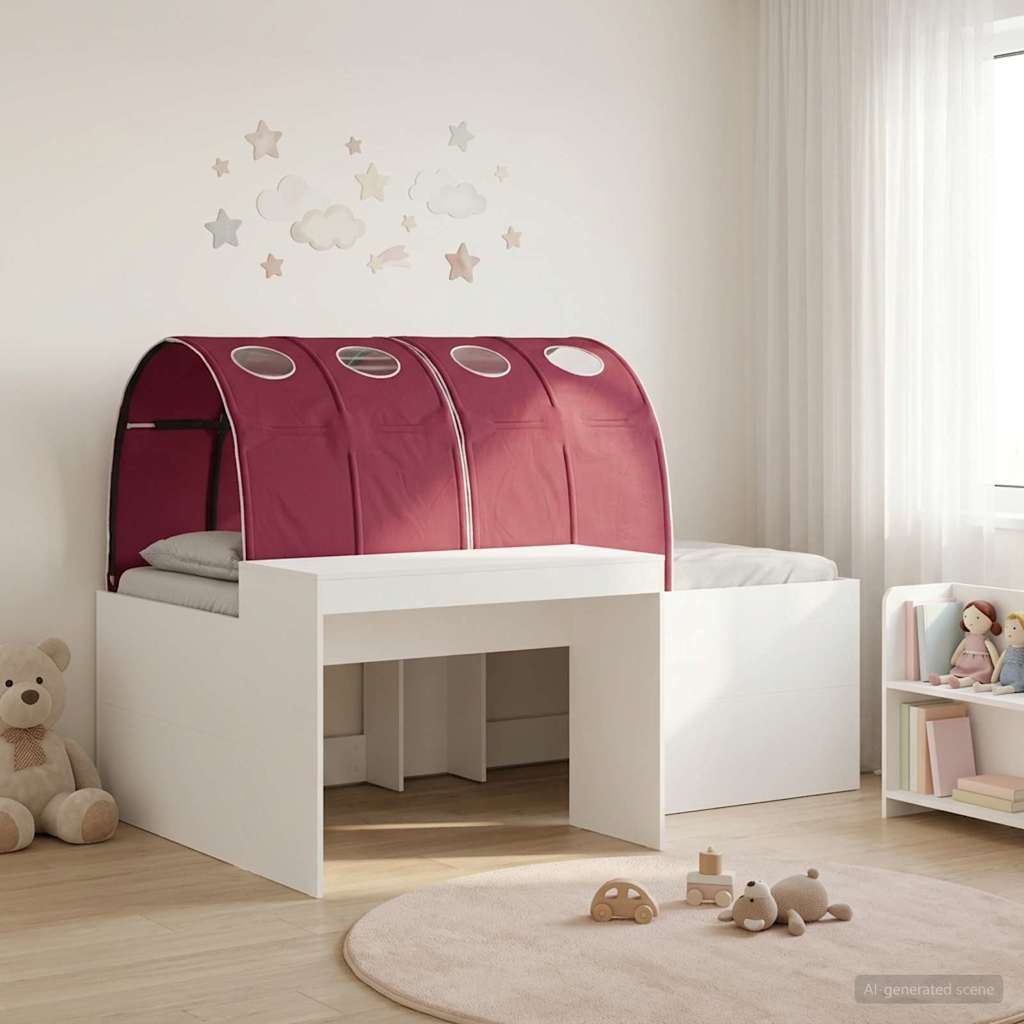 Lit haut pour enfants avec bureau Blanc et rouge - XIOS