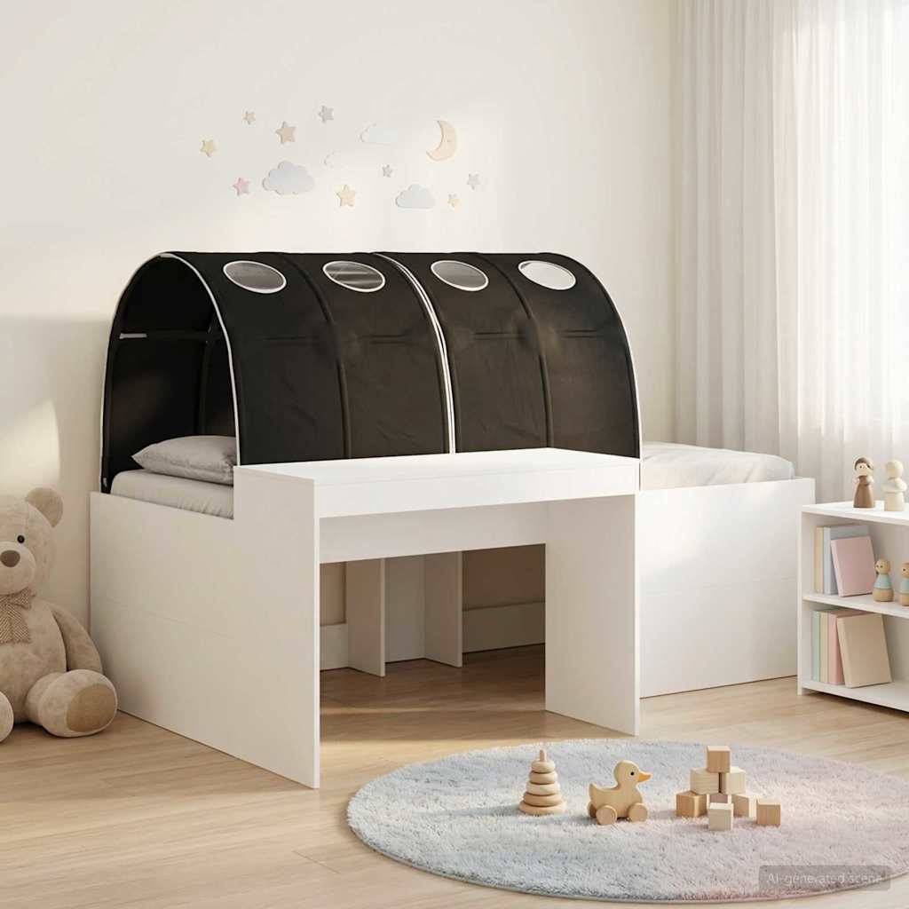 Lit avec Tunnel 4 pcs Chêne Artisanal et Noir Bois d'ingénierie - XIOS
