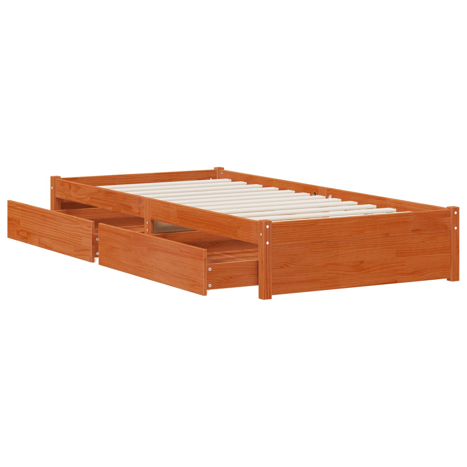 Cadre de lit avec tiroir 3 pcs Cire marron Bois de pin - XIOS
