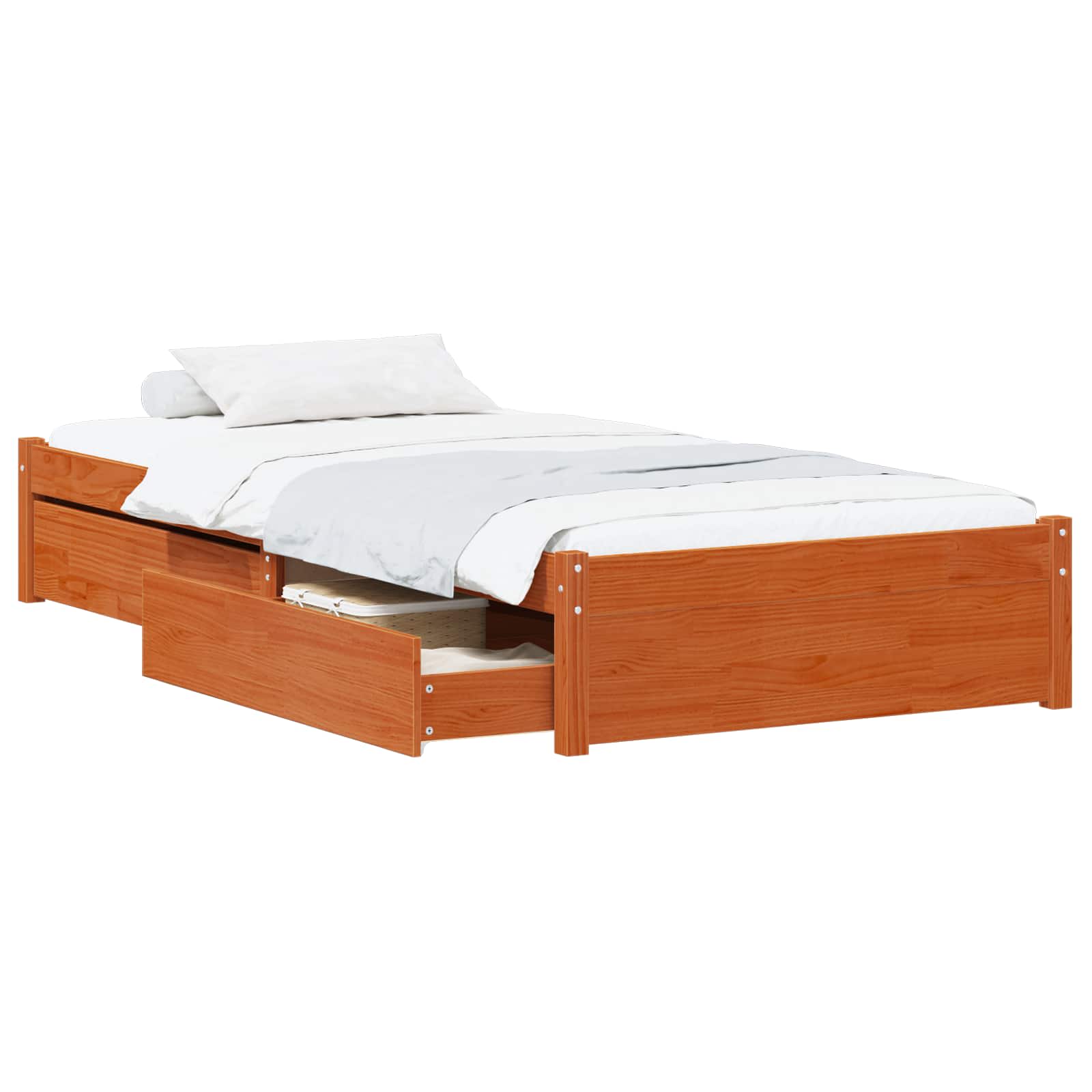 Cadre de lit avec tiroir 3 pcs Cire marron Bois de pin - XIOS