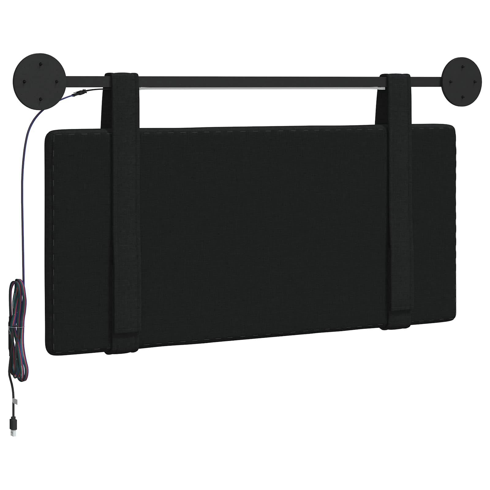 Tête de lit suspendue Avec lumière LED Noir Tissu - XIOS