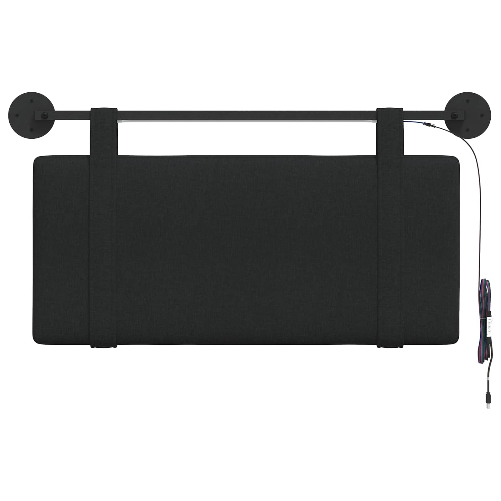 Tête de lit suspendue Avec lumière LED Noir Tissu - XIOS