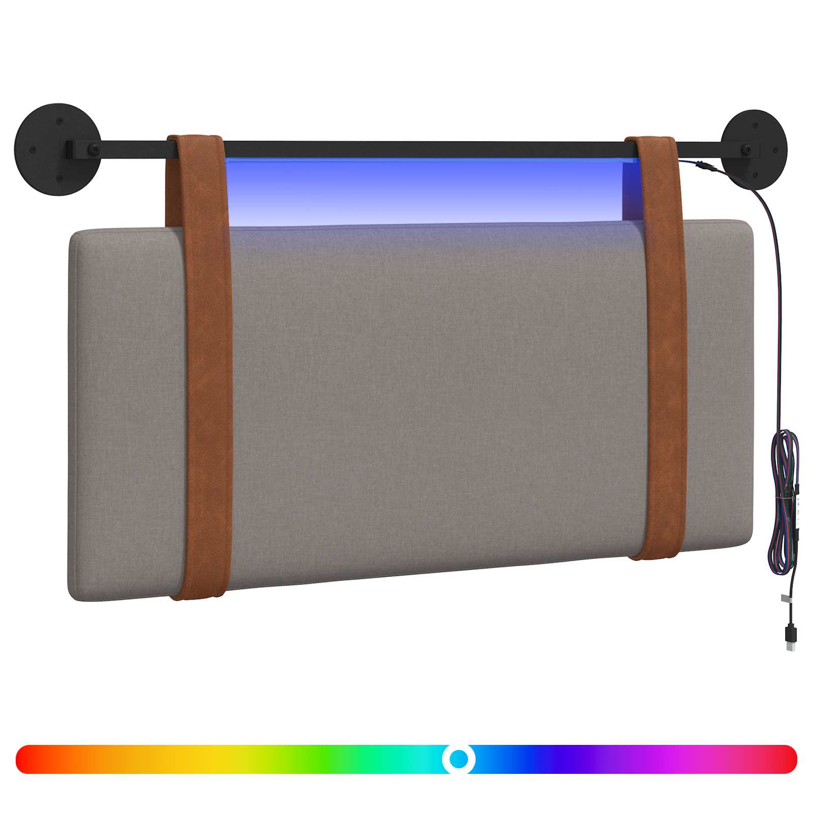 Tête de lit suspendue Avec lumière LED Taupe PU antique - XIOS