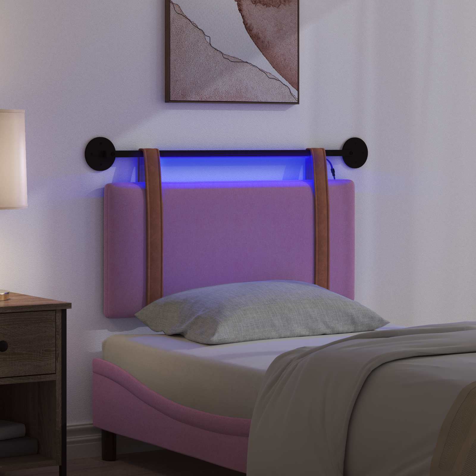 Tête de lit suspendue Avec lumière LED Rose PU antique - XIOS