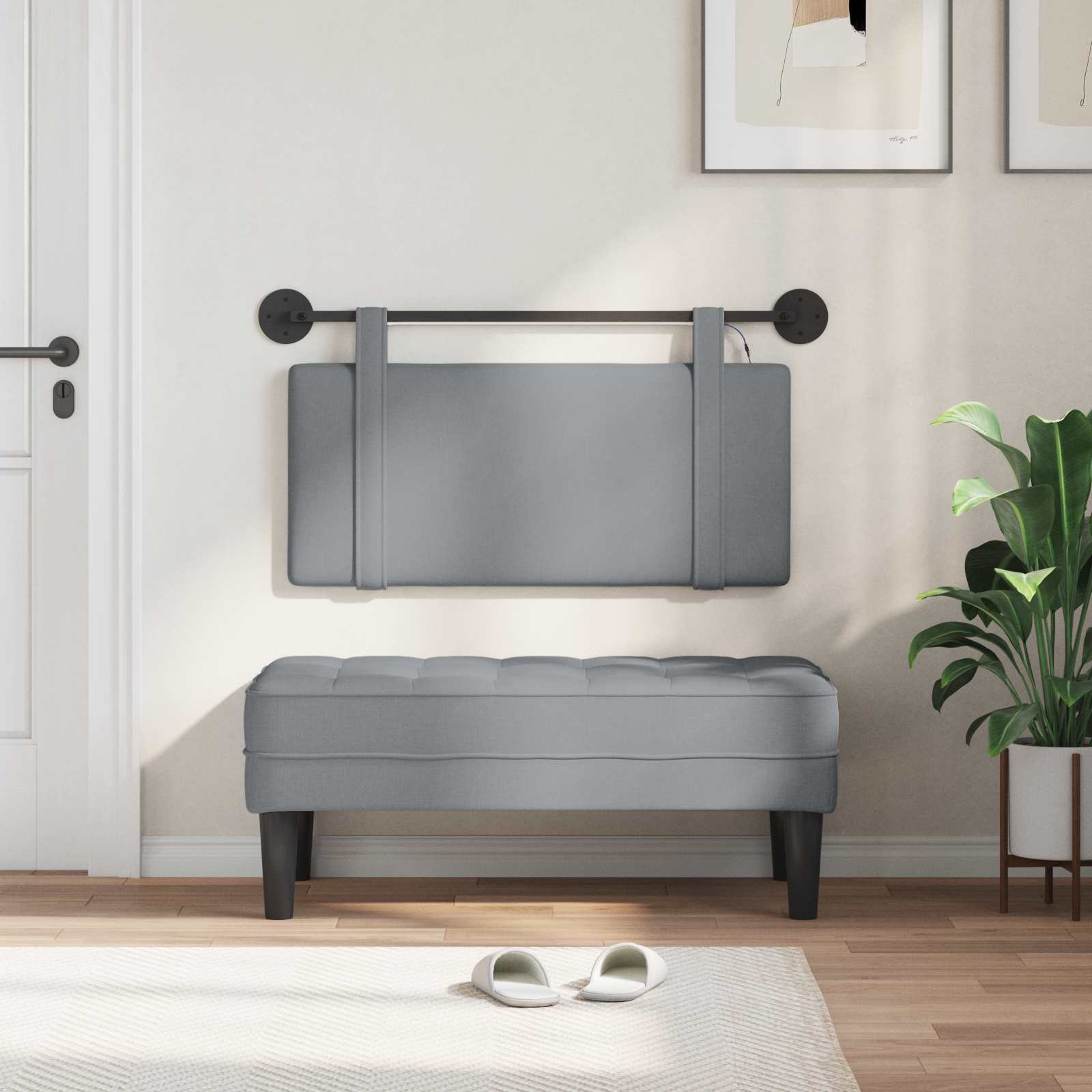 Tête de lit suspendue Avec lumière LED Gris clair Tissu - XIOS