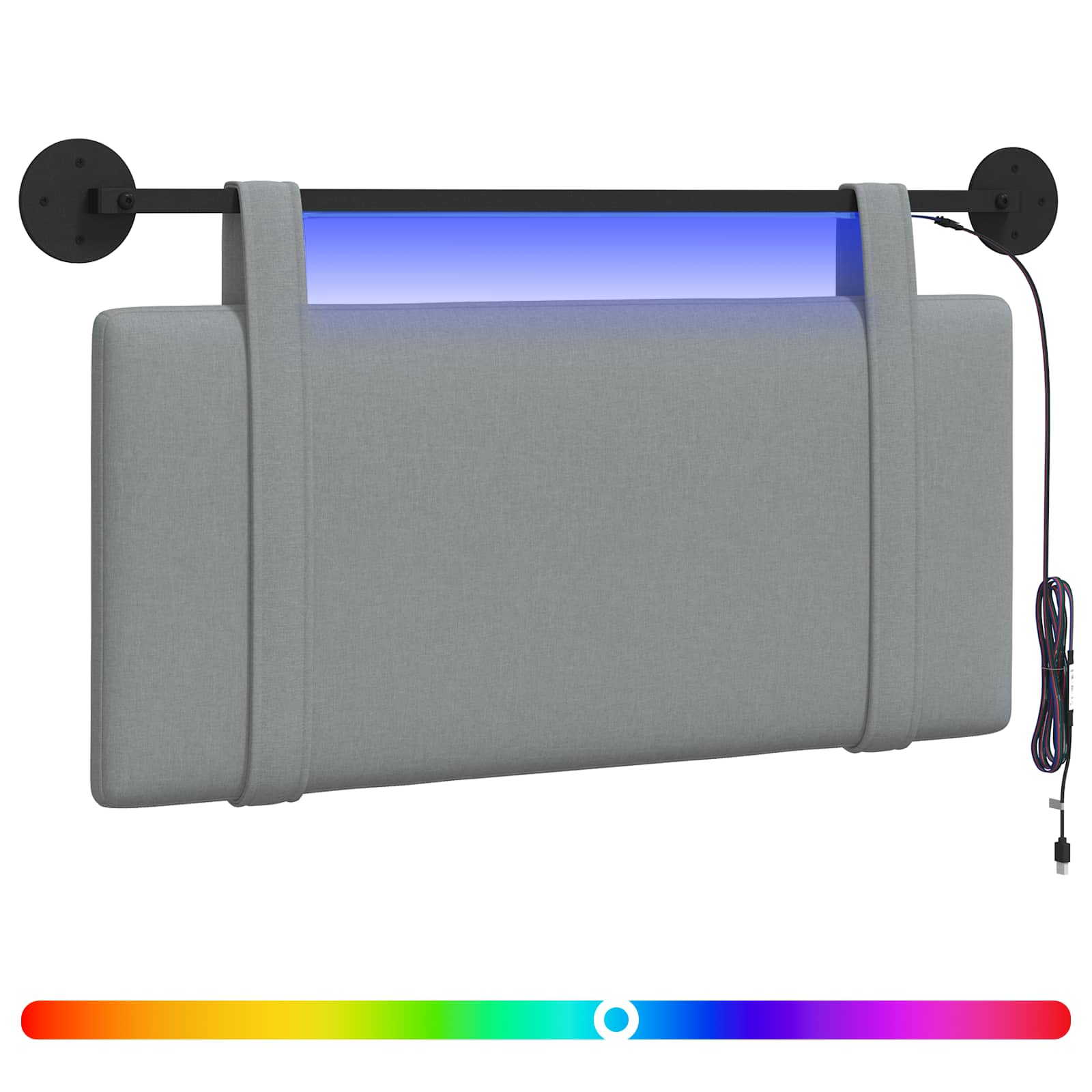 Tête de lit suspendue Avec lumière LED Gris clair Tissu - XIOS