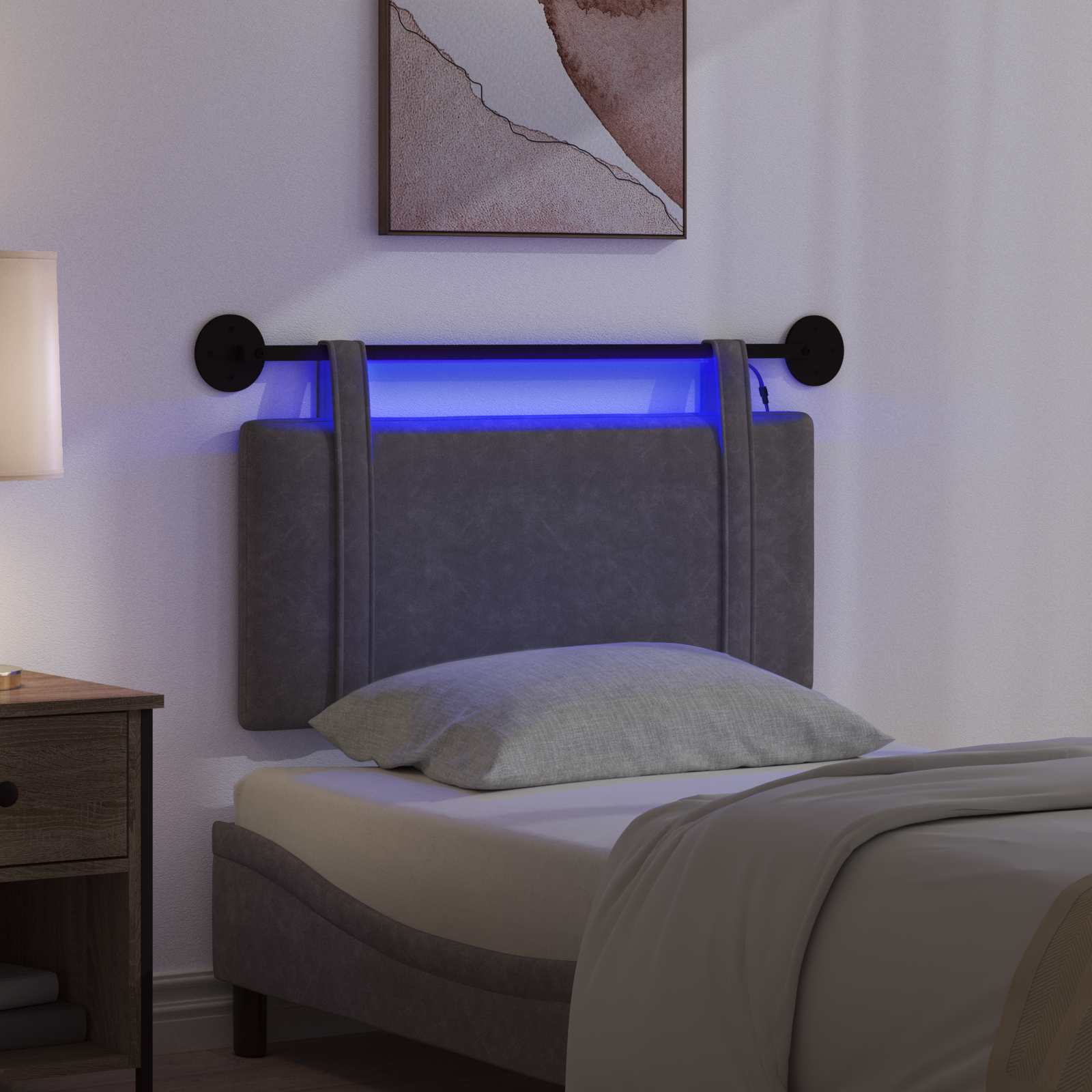 Tête de lit suspendue Avec lumière LED Noir PU antique - XIOS