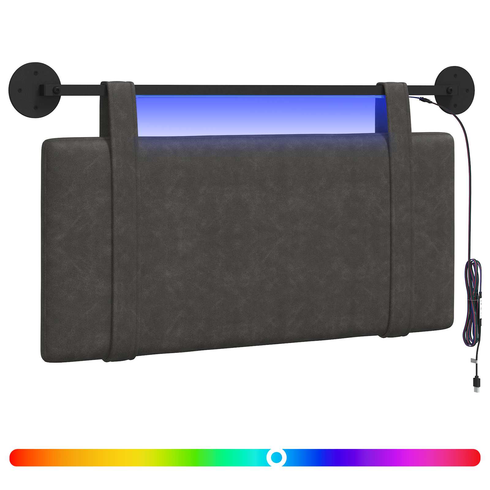 Tête de lit suspendue Avec lumière LED Noir PU antique - XIOS