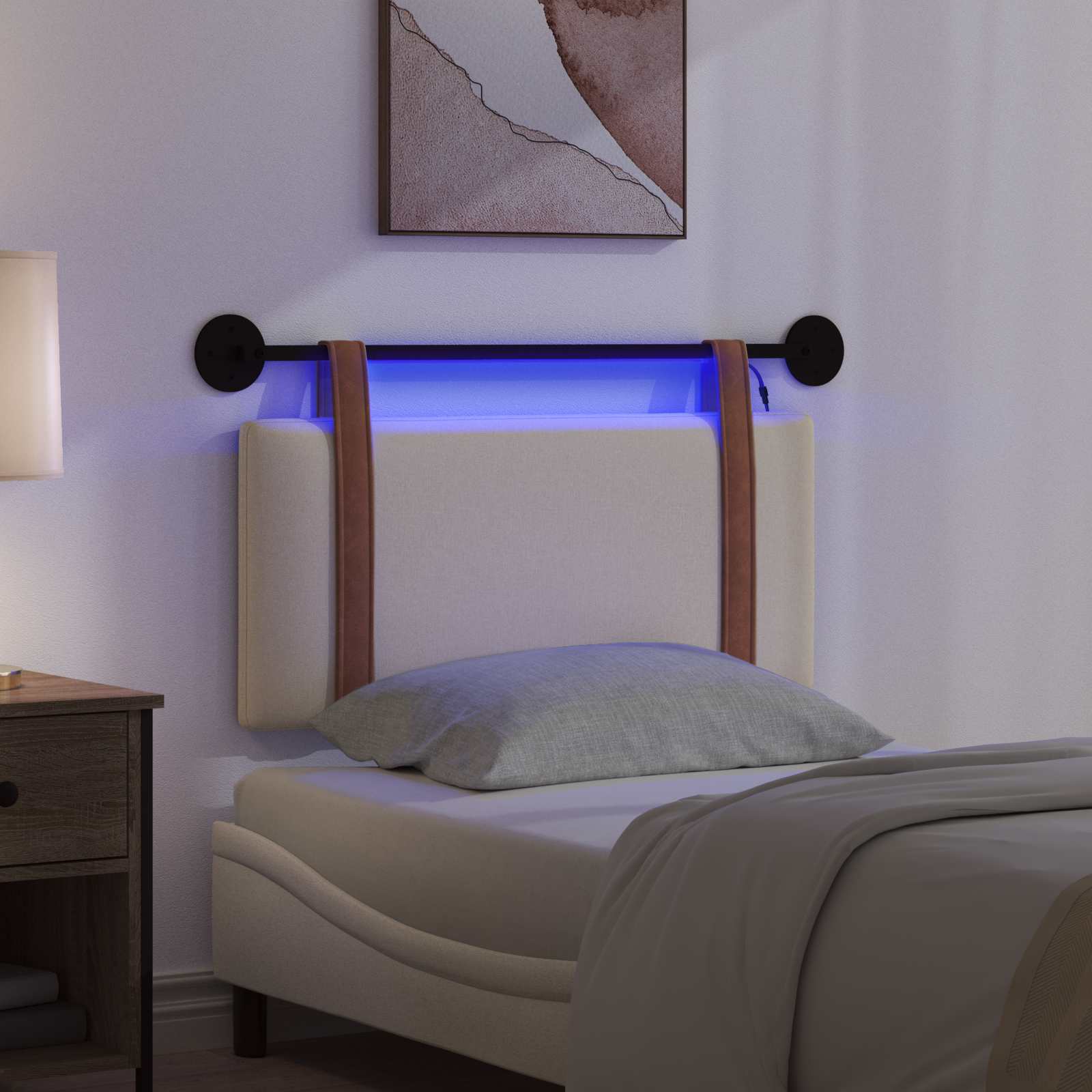 Tête de lit suspendue Avec lumière LED Crème PU antique - XIOS