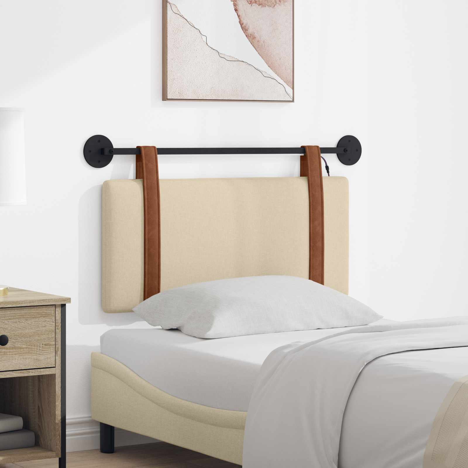 Tête de lit suspendue Avec lumière LED Crème PU antique - XIOS