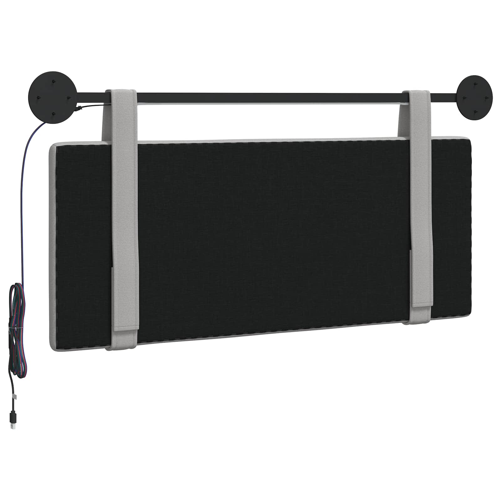 Tête de lit suspendue Avec lumière LED Gris nuage Tissu - XIOS
