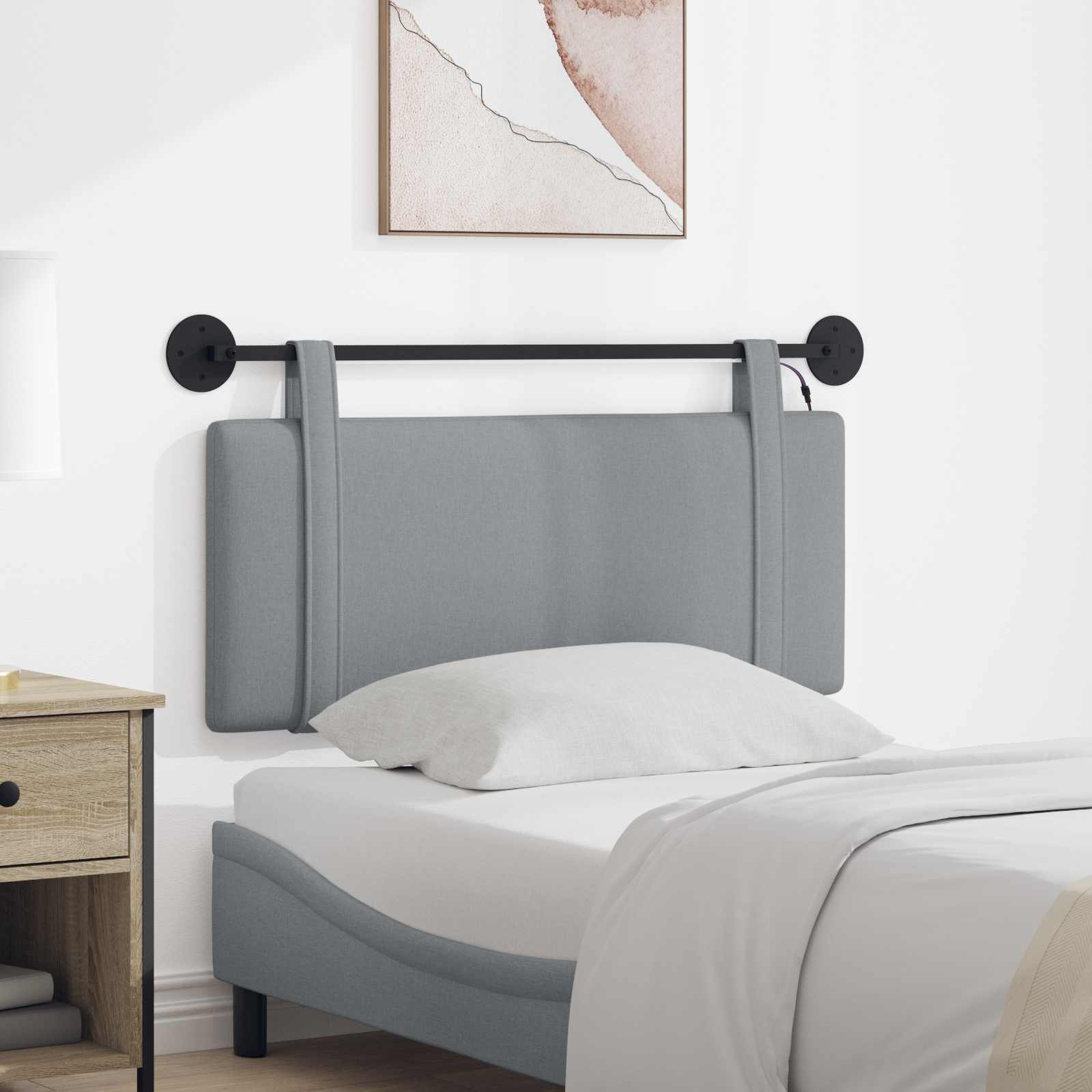 Tête de lit suspendue Avec lumière LED Gris clair Tissu - XIOS