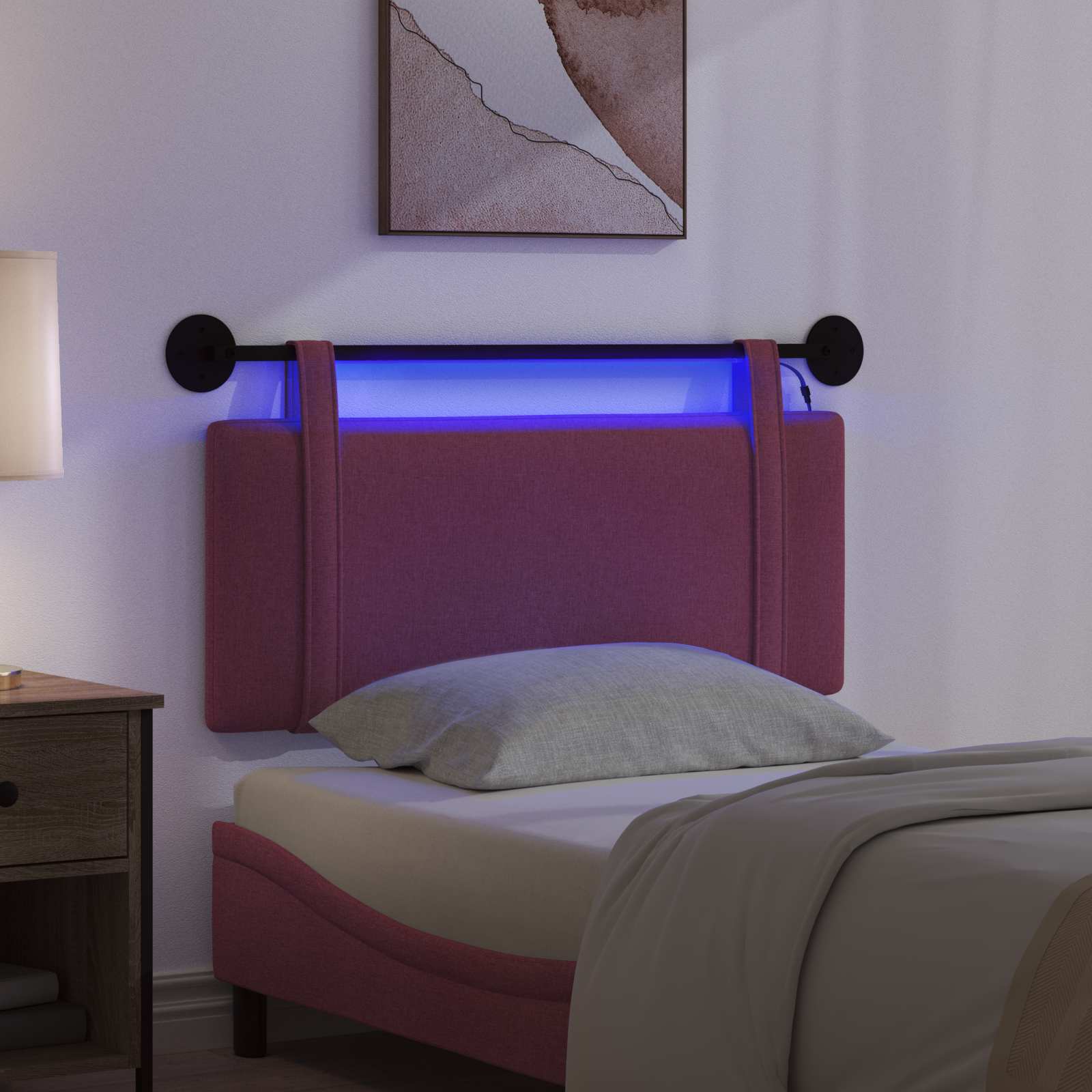 Tête de lit suspendue Avec lumière LED Bordeaux Tissu - XIOS