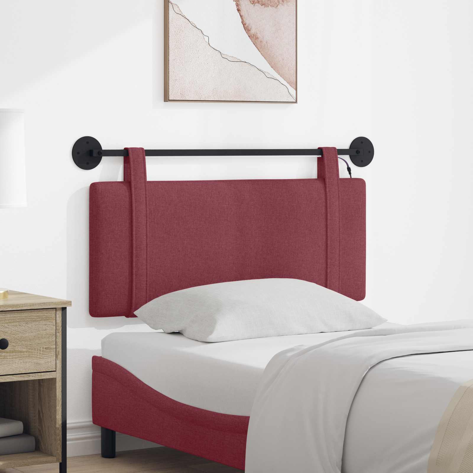 Tête de lit suspendue Avec lumière LED Bordeaux Tissu - XIOS