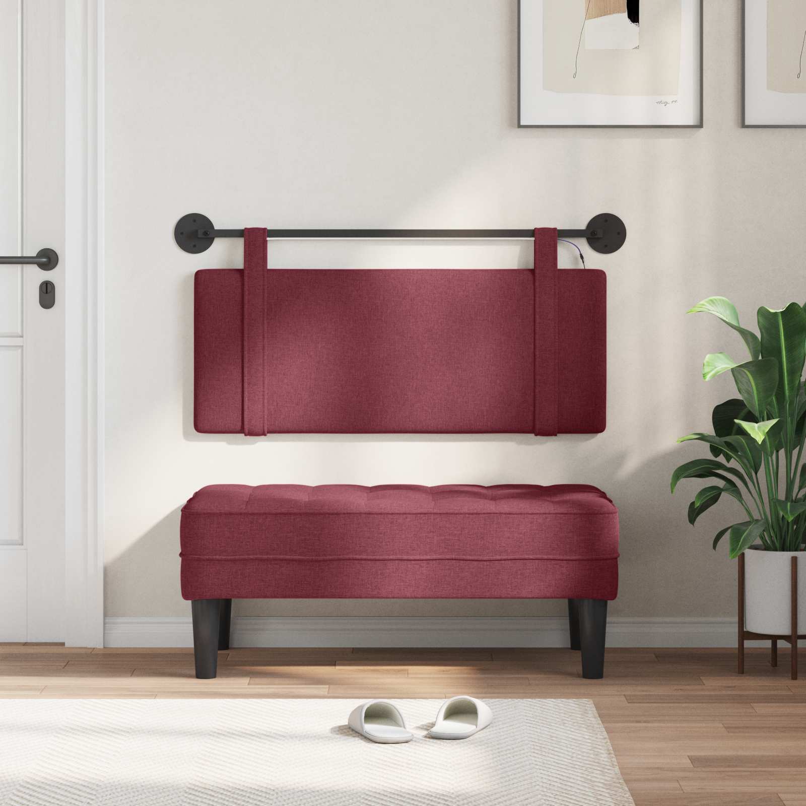 Tête de lit suspendue Avec lumière LED Bordeaux Tissu - XIOS