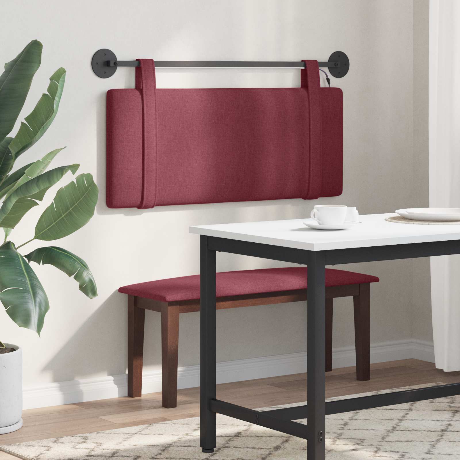 Tête de lit suspendue Avec lumière LED Bordeaux Tissu - XIOS