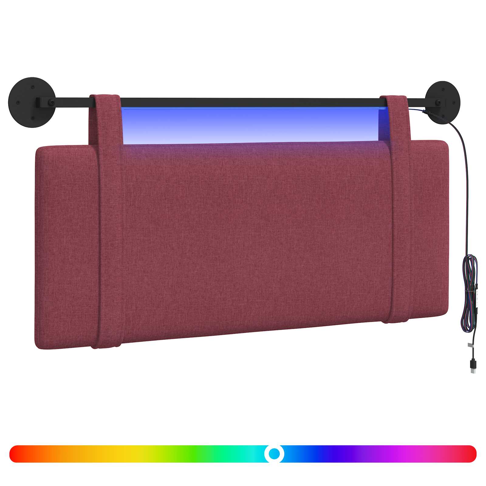 Tête de lit suspendue Avec lumière LED Bordeaux Tissu - XIOS