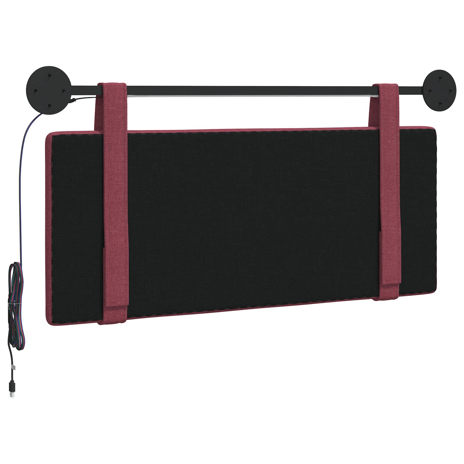 Tête de lit suspendue Avec lumière LED Bordeaux Tissu - XIOS