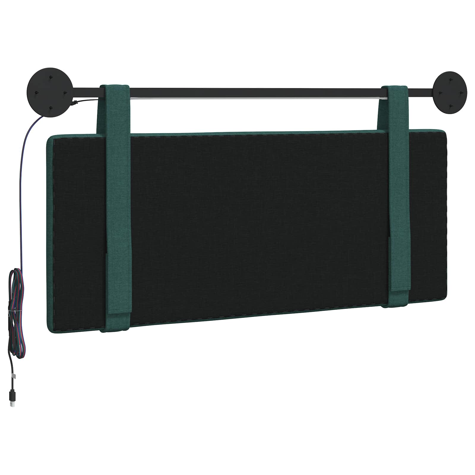 Tête de lit suspendue Avec lumière LED Vert foncé Tissu - XIOS