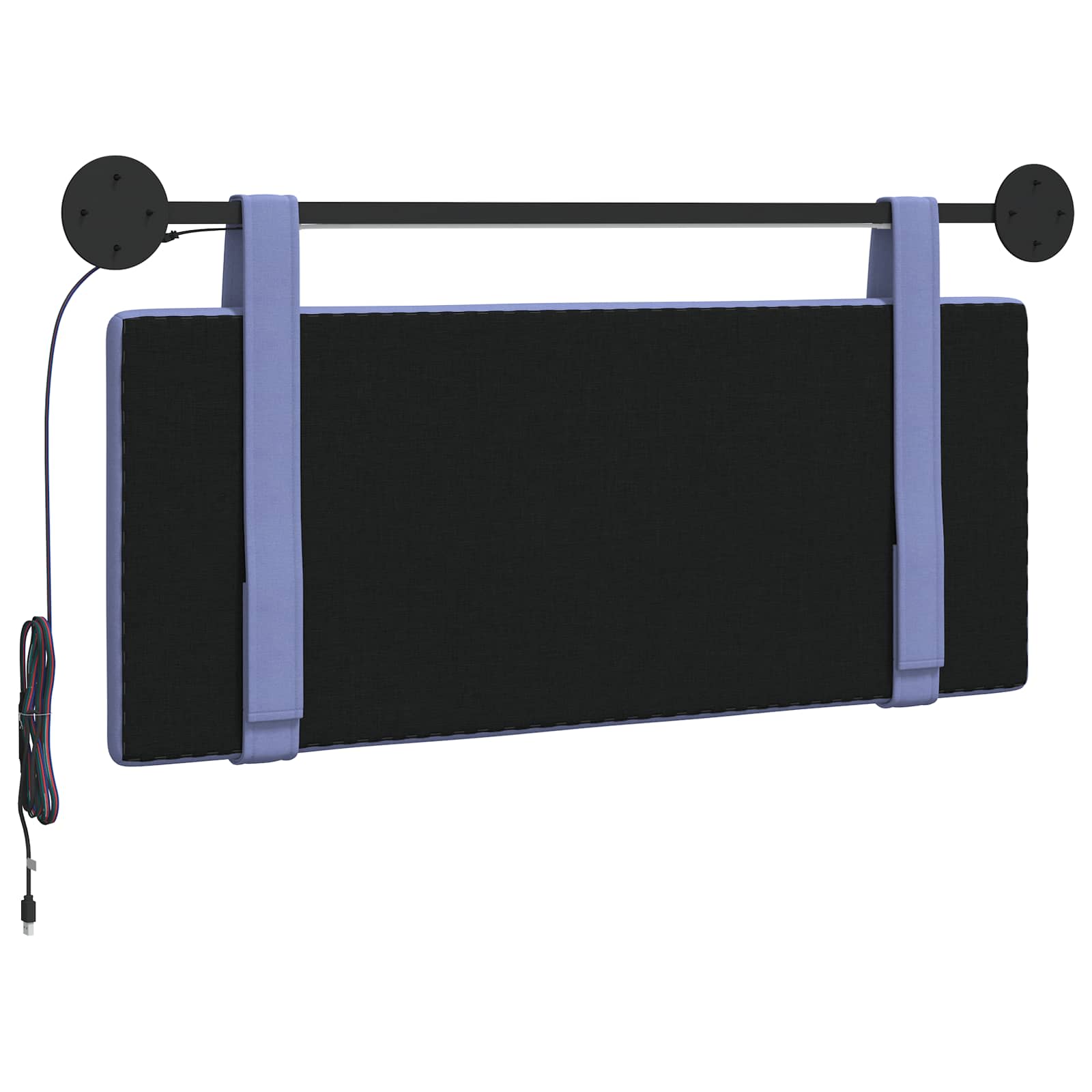 Tête de lit suspendue Avec lumière LED Bleu denim Tissu - XIOS
