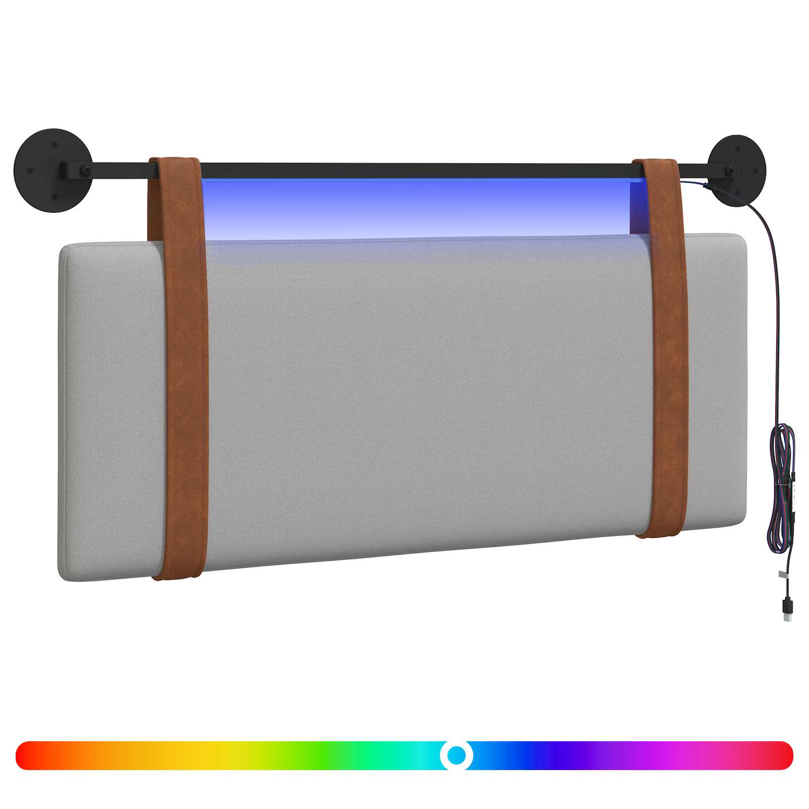Tête de lit suspendue Avec lumière LED Gris nuage PU antique - XIOS