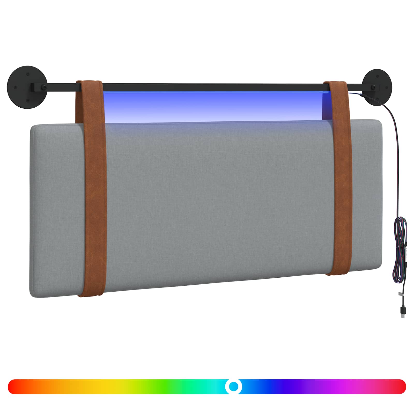 Tête de lit suspendue Avec lumière LED Gris clair PU antique - XIOS