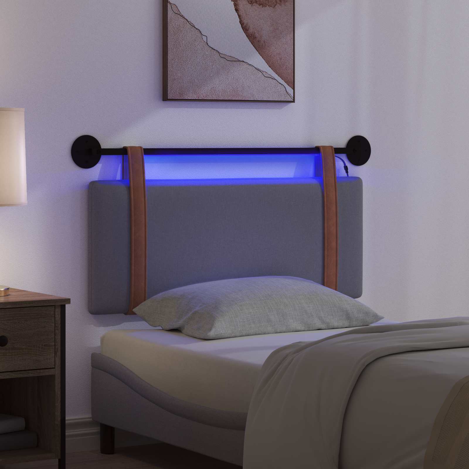 Tête de lit suspendue Avec lumière LED Gris foncé PU antique - XIOS